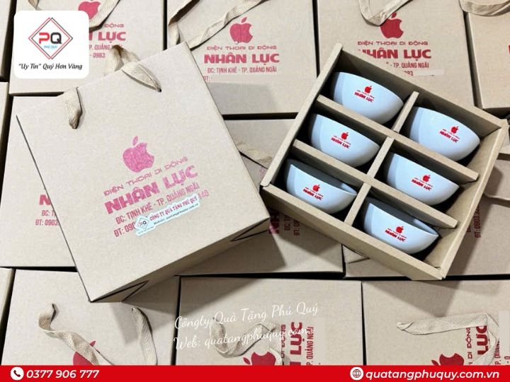 BỘ 6 CHÉN SỨ IN LOGO THEO YÊU CẦU