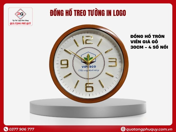 ĐỒNG HỒ TREO TƯỜNG TRÒN VÂN SƠN GIẢ GỖ 4 SỐ NỔI 